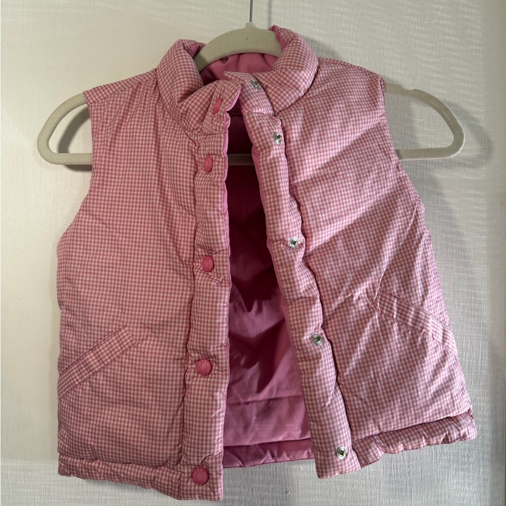 GAP Kids Pink Gingham Reversible Girls Size 4T Puffer Vest